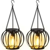 FELIXLEO LED Solarleuchte Solar Hängelampen 2 Stück Metall Laternen Garten LED IP65