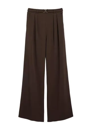 s.Oliver BLACK LABEL - Marlenehose mit Bindegürtel braun - Gr. - 38