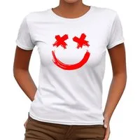Banco T-Shirt Damen Unifarben Smiley Gesicht Größe XS bis 6XL
