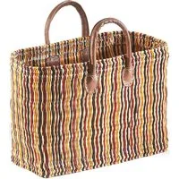 Kobolo Shopper Seegrastasche Seegras Lederhenkel bunt 45x18x32 cm (1-tlg)