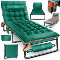 KESSER Campingliege Campingbett Campingliege Angelliege Karpfenliege klappbar (mit Tragetasche, Getränkehalter & Nackenkissen bis 250 kg belastbar) 190 x 68 x 30 cm strapazierfähiges Oxford-Gewebe stabiles Stahlgerüst