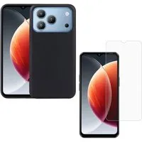 Wigento Handyhülle + Schutzglas für Blackview WAVE 7C Set TPU 9H Glas 2 in 1 Bundle 6,56 Zoll, Produktset TPU Hülle mit Hart Glas