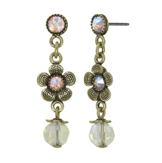 konplott - Ohrstecker baumelnd - Love, Shine and Flowers beige/gold