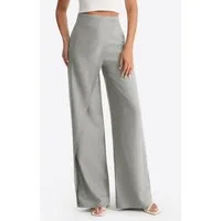 Imily Bela Loungehose Damen Palazzohose mit vorderem Schlitz und Leinenoptik (Packung, 1-tlg., 1per-Pack) High Waist