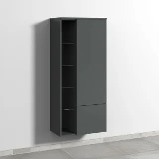Sanipa 3way Stauraumschrank mit 1 Tür, 1 Auszug und offenen Fächern, Anthrazit-Matt SM18322