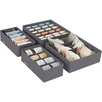 SONGMICS Aufbewahrungsbox Unterwäsche-Organizer, faltbar, Stoffboxen, für BHs Socken Krawatten (4 St), 4 Stück, Ordnungssystem Kleiderschrank, Aufbewahrungsbox Schrank