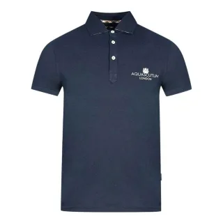 Aquascutum - "London" Poloshirt für Herren/Damen Unisex, Logo (Marine)