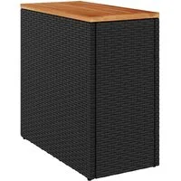vidaXL Gartentisch Garten-Beistelltisch mit Holzplatte Schwarz 58x27,5x55 cm Poly Rattan (1-St)