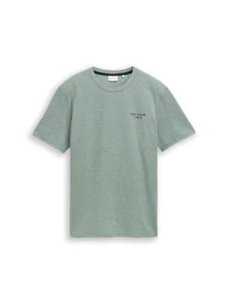 Tom Tailor - Piqué T-Shirt in Melange-Optik grün - Gr. - XL
