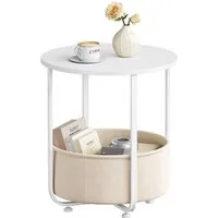 Woltu Beistelltisch, klein, mit abnehmbarem Stoffkorb, für Wohnzimmer Schlafzimmer