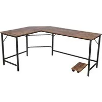 VENDOMNIA Eckschreibtisch Schreibtisch L Form - industrial Design, aus Metall (138x138 cm, mit mobiler Ablage, Schwarz Braun, Computertisch Bürotisch Arbeitstisch Home Office Büro Vintage Retro)