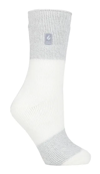 Wärmehalter - Damen Thermosocken für den Winter | Outdoor & Indoor Socken | Kuschelig & Flauschig | Geschenke für Frauen - Elfenbein Silber (Catania)