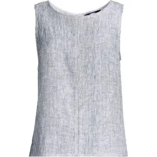Leinentop mit Knopfleiste am Rücken für Damen, Damen, size: regular, Schwarz, Leinen, by Lands' End