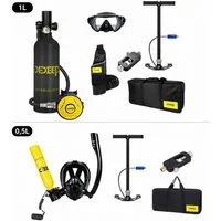 Sport-Knight® Tauchset Tauchgerät 0,5 oder 1L, komplett-Set Maske Tauchflasche Pumpe Adapter