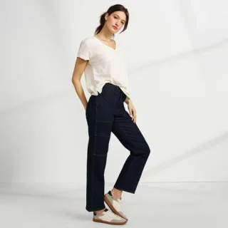 Knöchellange Soft Denim Cargojeans, Damen,  Blau, Elasthan/Baumwoll-Mischung, by Lands' End