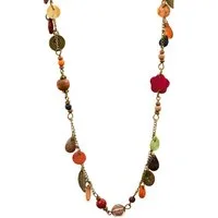 KARMA Lange Kette bunt 110 cm Damen Glas Metall (mehrfarbig, 1-tlg., modern Geschenk für Frauen), Halskette Pulloverkette Damenhalskette