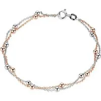 Materia Armkette Damen Kugeln Bicolor Rosegold SA-109, 925 Sterling Silber, rhodiniert, rosevergoldet