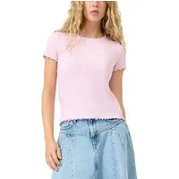 QS Kurzarmshirt mit Frontprint und gewellten Abschlüssen