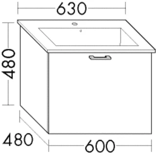 Burgbad Waschtischunterschrank zu Keramik-Waschtisch Sys30 PG3 Diago 480x600x480 Anthrazit Matt, WVM WVML060F3358