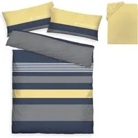 TOM TAILOR HOME Bettwäsche Carl in Gr. 135x200 oder 155x220 cm, Renforcé, 3 teilig, mit GRATIS-Zugabe: Spannbettlaken, 100% Baumwolle, mit Reißverschluss
