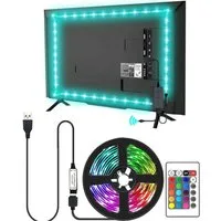 KINSI LED Stripe LED TV Hintergrundbeleuchtung mit Fernbedienung,USB RGB Lichtleiste, 16 Farben & Dynamische Effekte