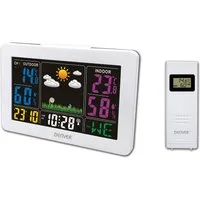 Denver WS-540 Funkwetterstation (mit Außensensor, Wetterstation mit Uhr und Kalender- Funktion, farbiges Display)