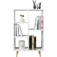 Woltu Bücherregal, 1-tlg., Büroregal aus MDF Holz mit 5 Fächern Weiß