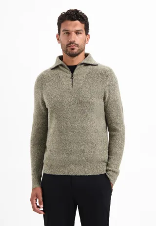 No Excess - Pullover Wing Collar Half Zip Soft Woolblend sand - Gr. - L