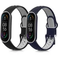 kwmobile 2x Uhrenarmband für Xiaomi Mi Smart Band 6/Mi Band 6/Band 5 Armband Smartwatch, 2-tlg., Fitnesstracker Band Set aus TPU Silikon - Ersatzarmband Smartwatch