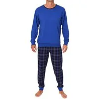 Normann Pyjama Normann Herren langarm Schlafanzug mit Bündchen + Karohose aus Jersey