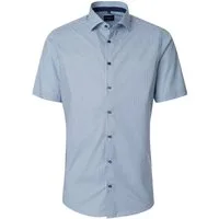 VENTI Kurzarmhemd VENTI Herren Businesshemd Kurzarm Kent Comfort-Fit Blau Muster