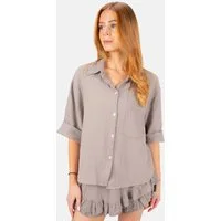 Seasons of April Hemdbluse CELINA MUSSELIN Kurze Damen Musselin Bluse mit Tasche, 100% Baumwolle, luftig locker
