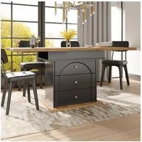 MODFU Esstisch Multifunktionaler Ausziehtisch (Ausziehbarer Teleskoptisch 110-140 cm, Multifunktional mit Stauraum & Soft-Close Klapptür, 1-St)