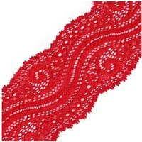 maDDma Stoff 1m extravagante elastische Spitze, 65mm breit, rot