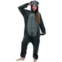 Corimori Partyanzug Onesie Ganzkörper Kostüm für Erwachsene, Werwolf-Kostüm Halloween Karneval Tier-Kostüme Werwolf Wolf grau,M