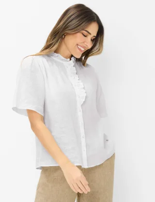 Brax Damen Bluse Style VIVE white, weiß, Gr. 44