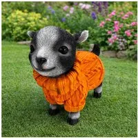 Online-Fuchs Gartenfigur süße Ziegen mit Pulli für außen - Deko Figuren Frühling, Sommer, (16 oder 24 cm groß), aus langlebigem Kunstharz gefertigt, wetterfest - 16 bis 24 cm groß