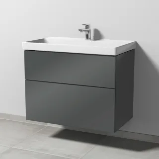 Sanipa 3way Waschtischunterbau zu Villeroy & Boch Avento Waschtisch mit 2 Auszügen, Anthrazit-Glanz SF62379