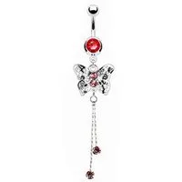 Taffstyle Bauchnabelpiercing Piercing Schmetterling mit Kristall, Bauchnabelpiercing Chirurgenstahl Bauchnabel Banane Stecker Anhänger