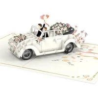 papercrush Hochzeitskarte Hochzeitsauto mit schwulem Paar Pop-Up Karte, Handgemacht
