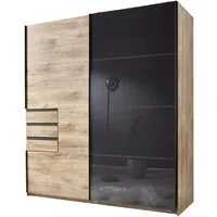 möbel-direkt.de Schwebetürenschrank Oldenburg in Artisan Eiche mit Glasfront Grey (komplett, 1-St., Kleiderschrank) Made in Germany, Glasfront