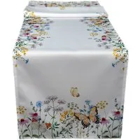 texpot Tischdecke Tischläufer Druck Blumen und Schmetterlinge Frühling (1-tlg)