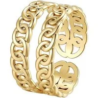 Hey Happiness Fingerring Doppelglied, offener Geo Kettenring Damen, Doppelter Statement Ring in Gold Rosa Silber, mit Gliederdesign