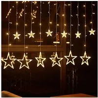 Clanmacy LED-Lichterkette 138 LED Lichterkette Sterne Lichtervorhang Außen Innen Weihnachtsdeko, 138-flammig