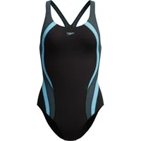 Speedo Badeanzug QUANTUM RIB SPLICE 1PC BLK/LTBLU