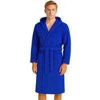 BARBONS Herrenbademantel Barbons Bademantel Herren, Morgenmantel Baumwolle mit Kapuze, Kapuze, Bindegürtel, Taschen, Gürtel, Langform, Walkfrottee, Kapuze, Gürtel, 2 Taschen, S-3XL