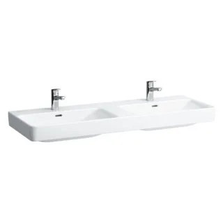 LAUFEN Pro S Doppelwaschtisch 8149680001041 130x46cm, unterbaufähig, weiß, 1 Hahnloch