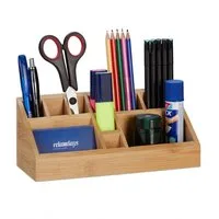 relaxdays Organizer Stiftehalter Bambus 10 Fächer