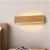 Nettlife LED Wandleuchte Holz 3000K warm weiße Wandbeleuchtung, Drehbar 330 °, LED fest integriert, Warmweiß, Wohnzimmer Schlafzimmer Flur Treppenhaus