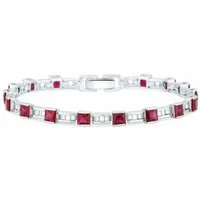 Tony Fein Silberarmband Tennisarmband Eckig 5mm 925er Silber Massiv Rhodiniert